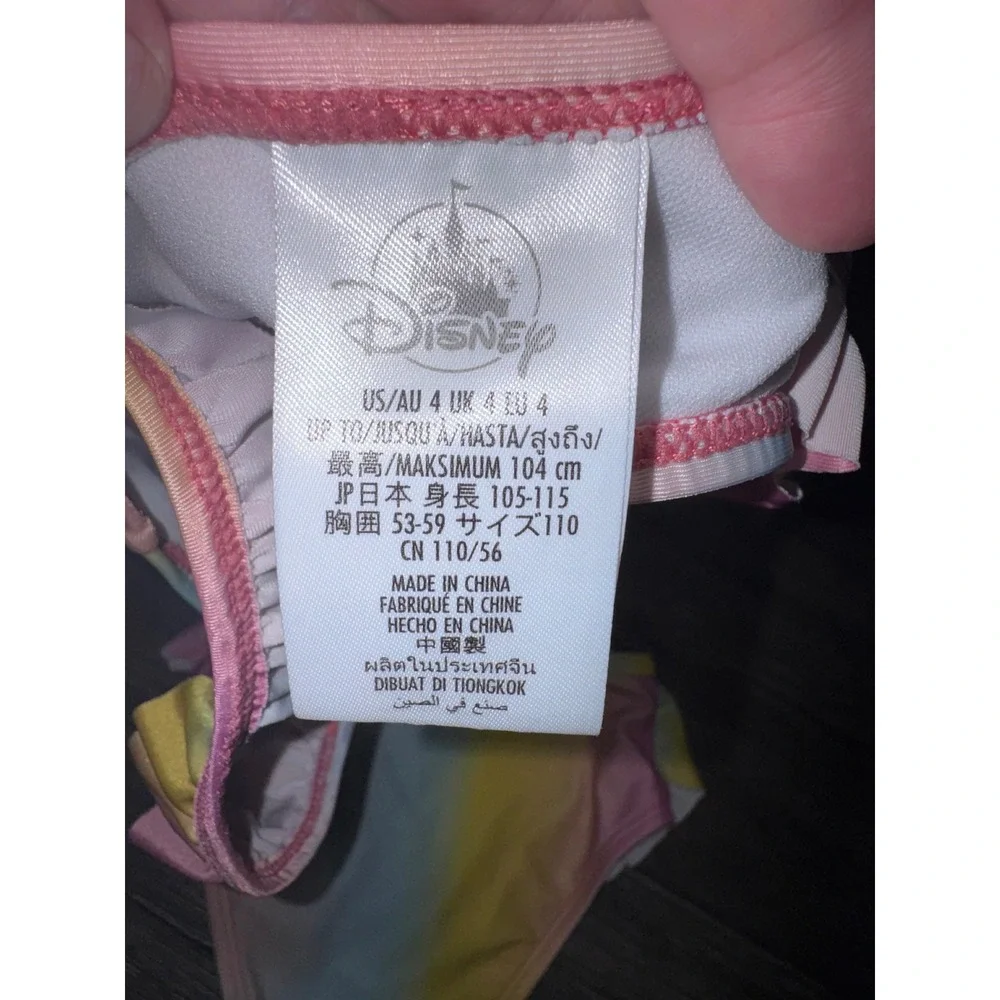 Disney Star Wars Grogu Baby Yoda Girls Rainbow Ombre Ruffle Swimsuit Size 4